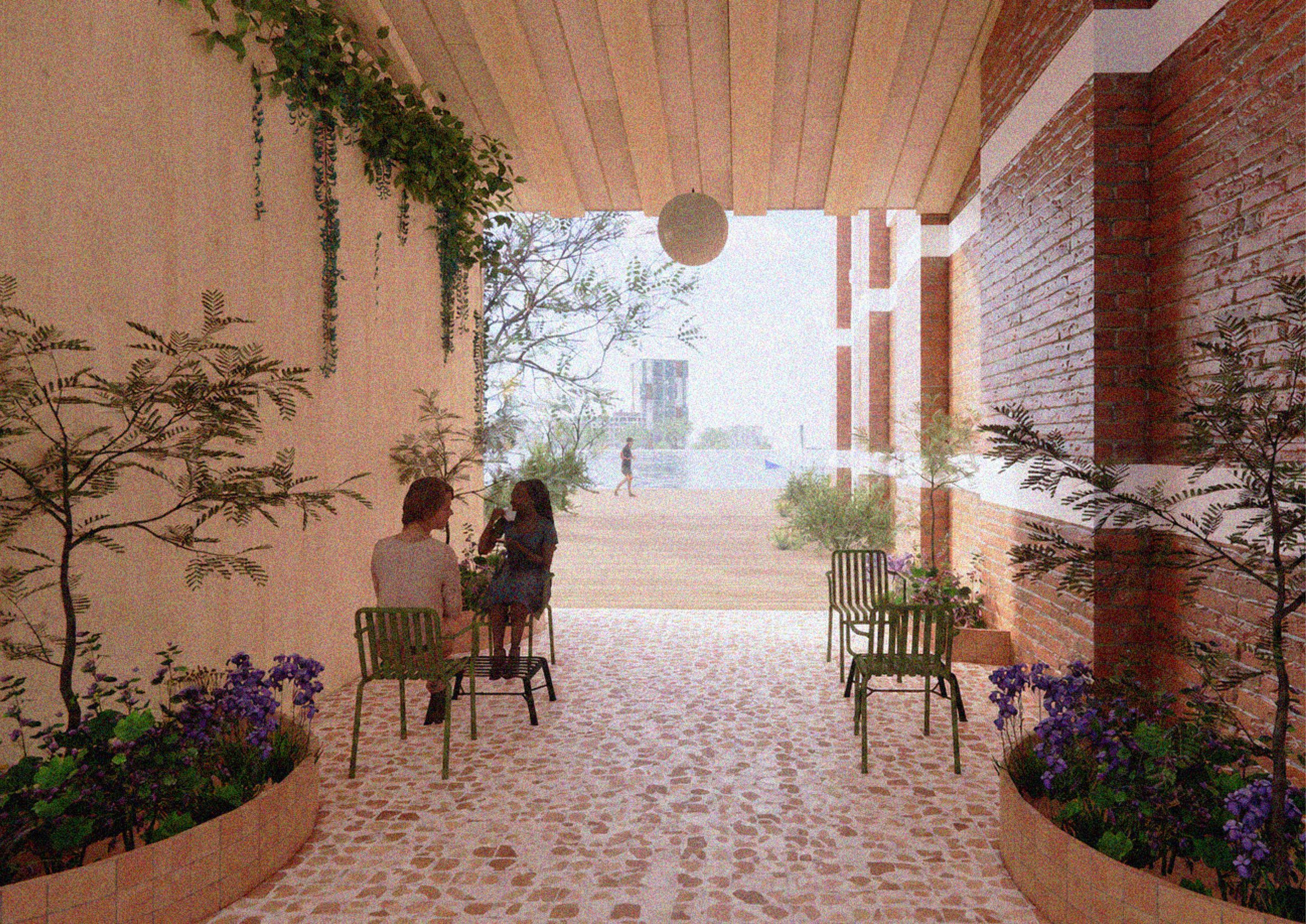 Render of a wellness retreat for students