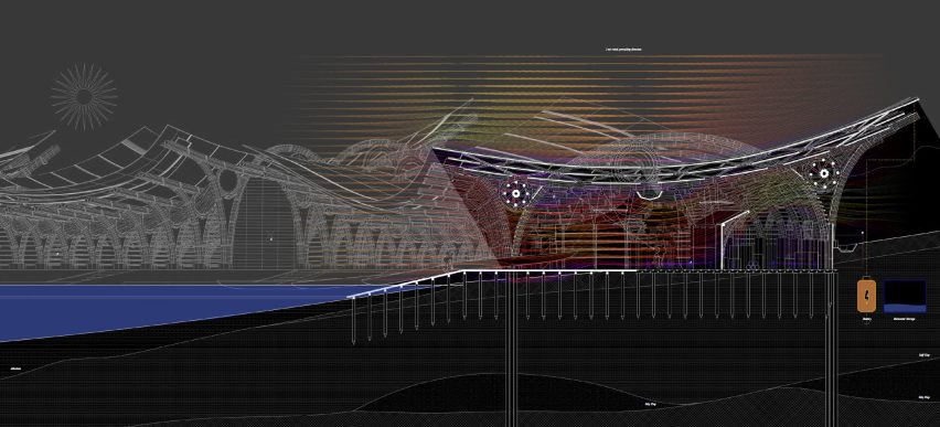 Illustration of plans for the Centre for Trimaran Fishermen