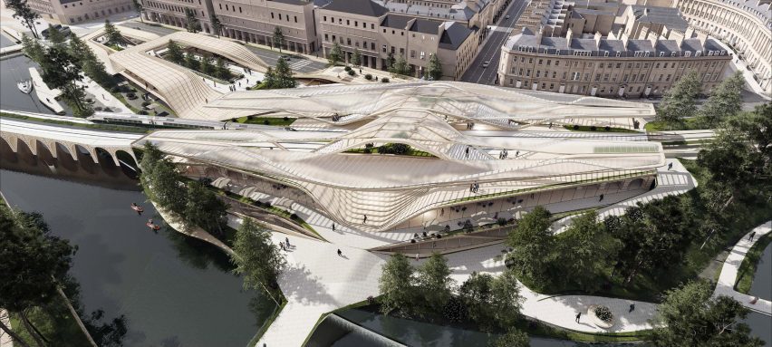 Render of the Bath Spa Station civic mobility hub