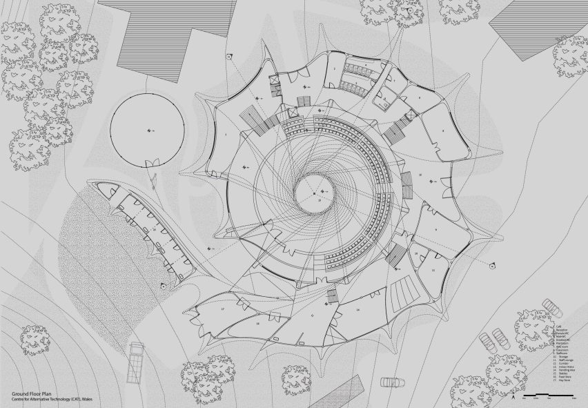 Illustration of plans for the Cob Canopy building