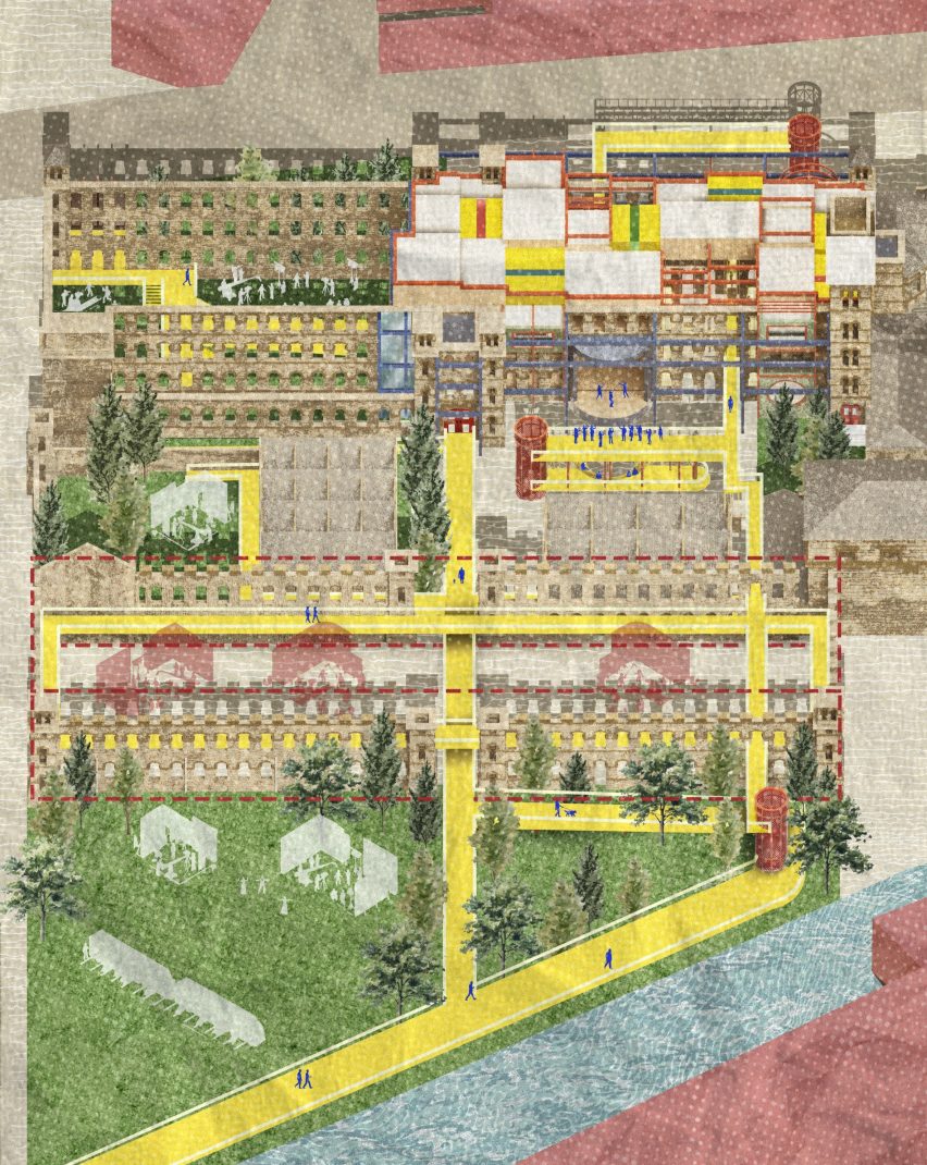 Illustration of plans for a retrofitted mill