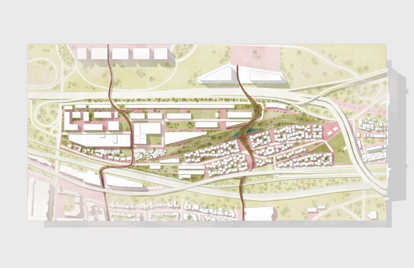 Render of a birds eye view of settlement