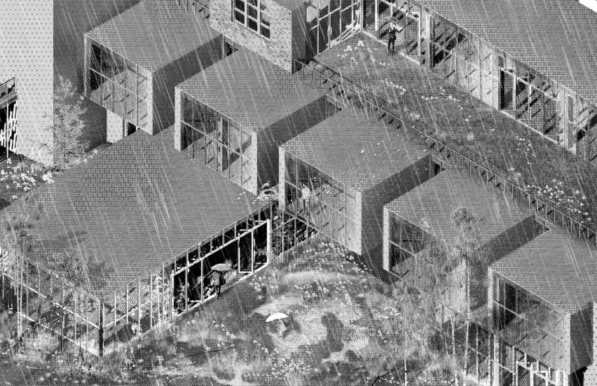 Render of built blocks with large windows