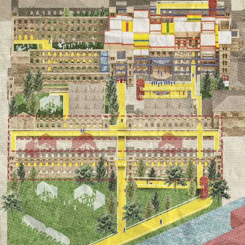 Illustration of plans for a retrofitted mill