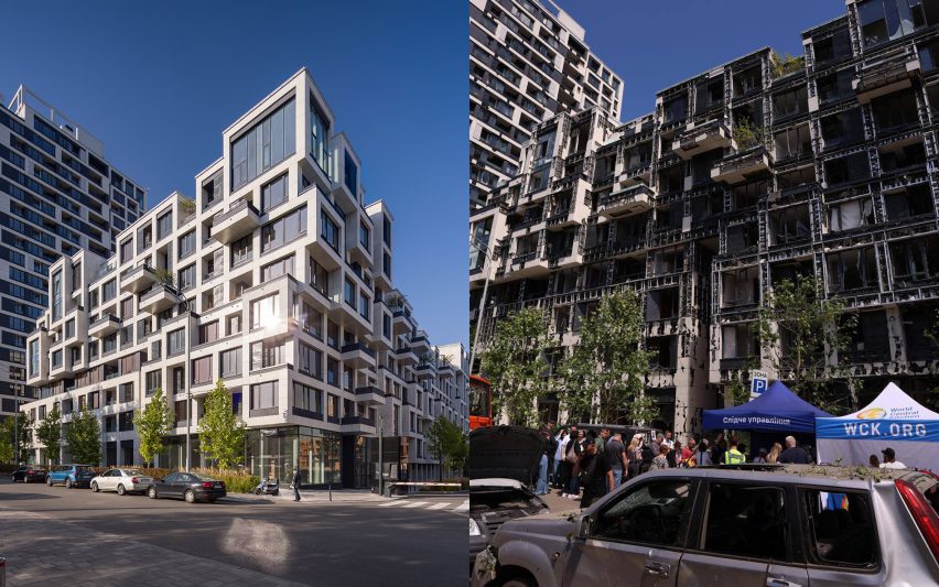 Archimatika's Unit City innovation park in Kyiv before and after Russian strikes