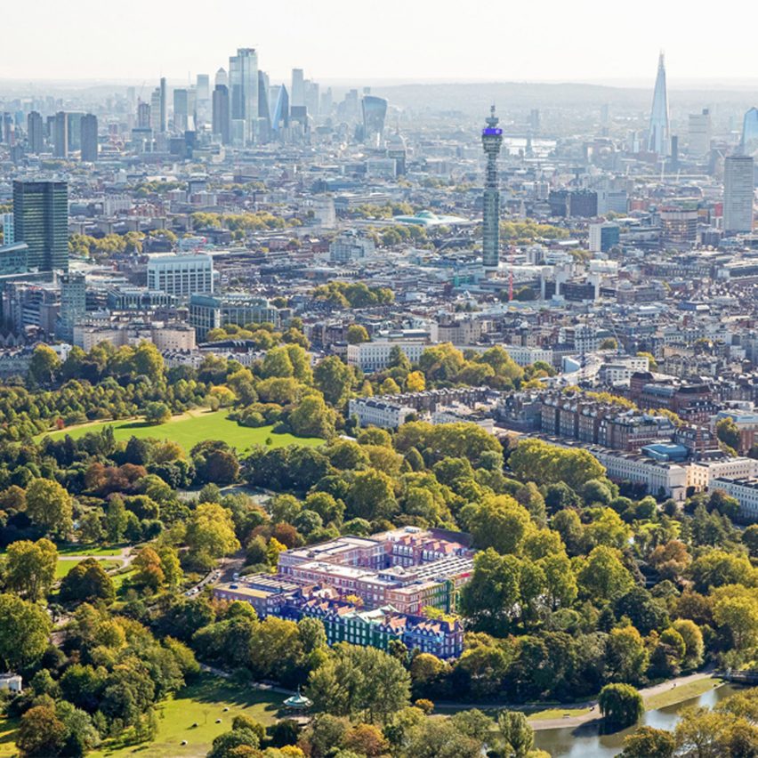 University campus seen from the air