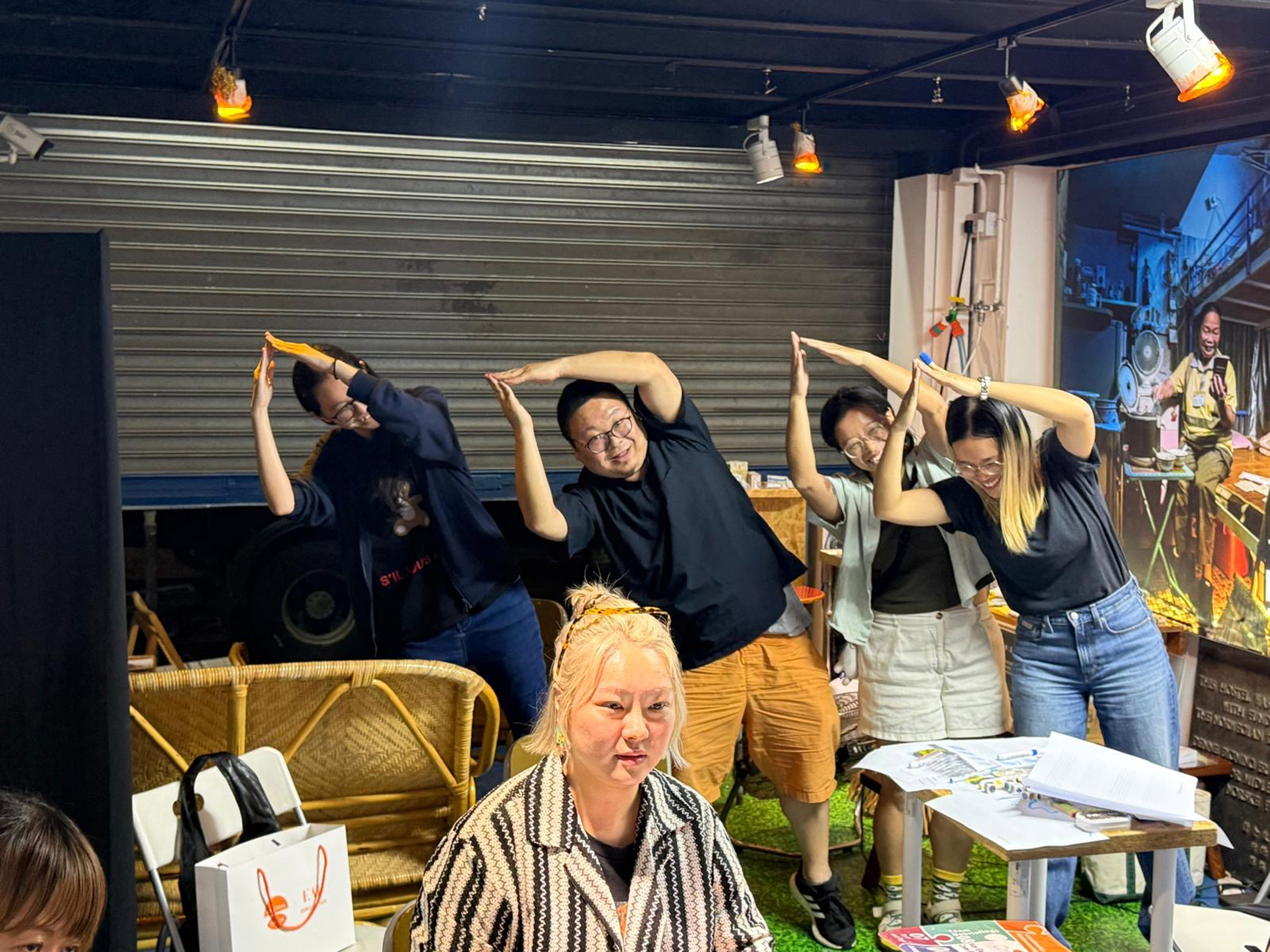 People dancing together in a room