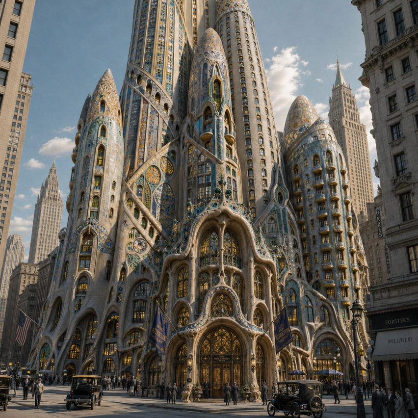 Thierry Lechanteur AI-generated image of Antoni Gaudí hotel