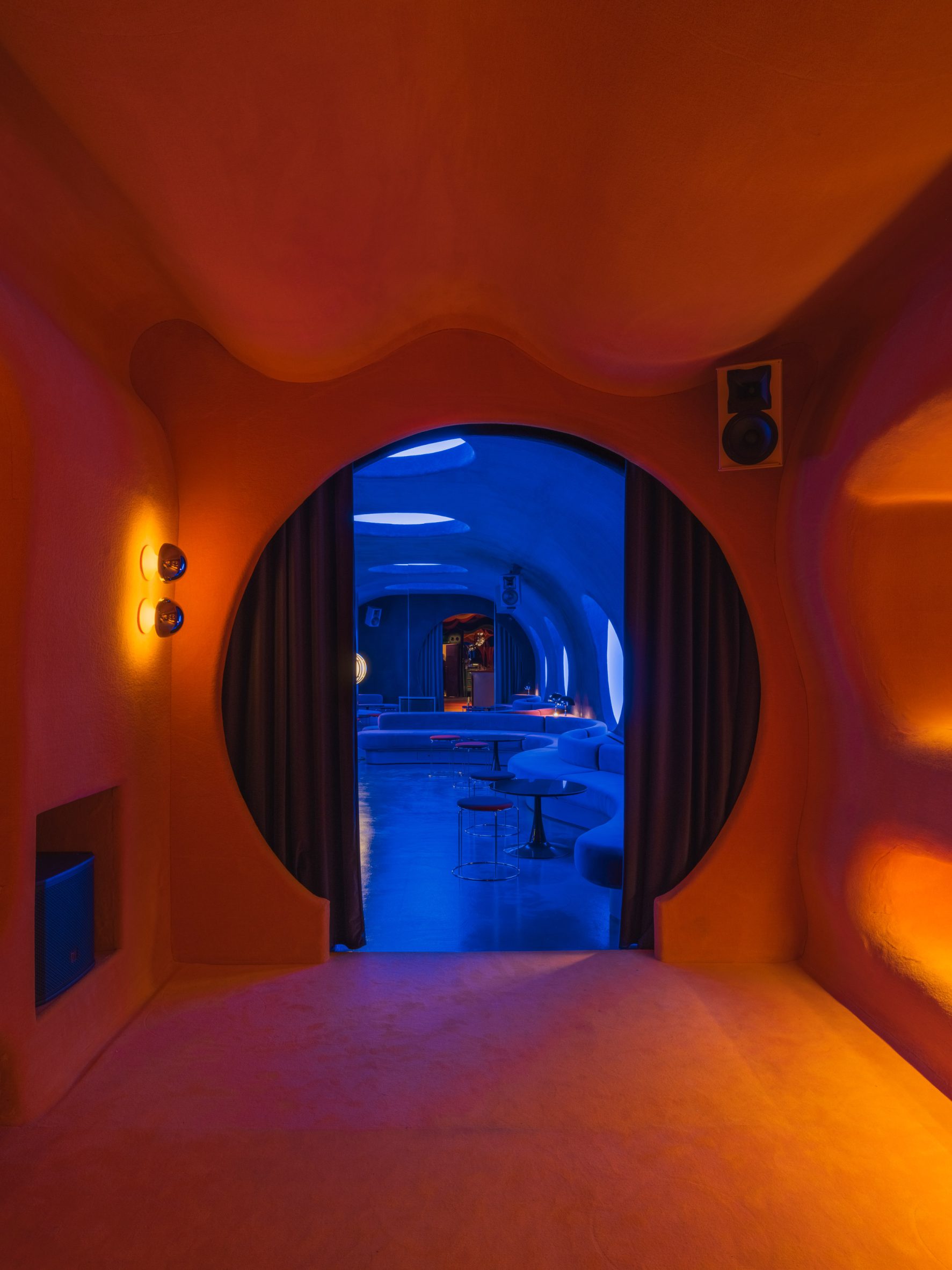 Interior of speakeasy-style bar in Barcelona
