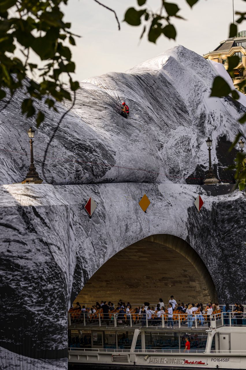 Inflatable installation at a bridge in Paris by JR