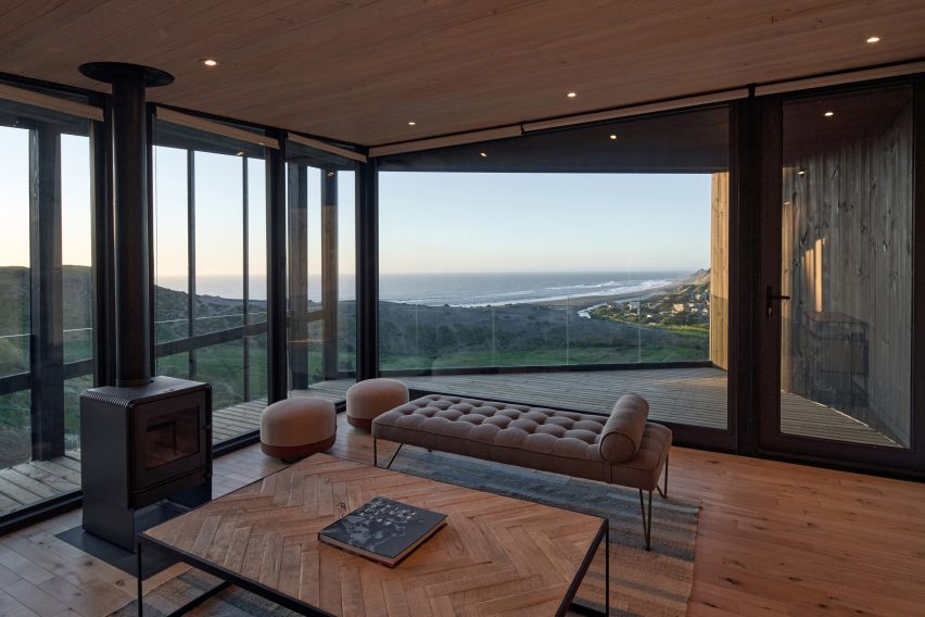 Living room with views of Chilean coast