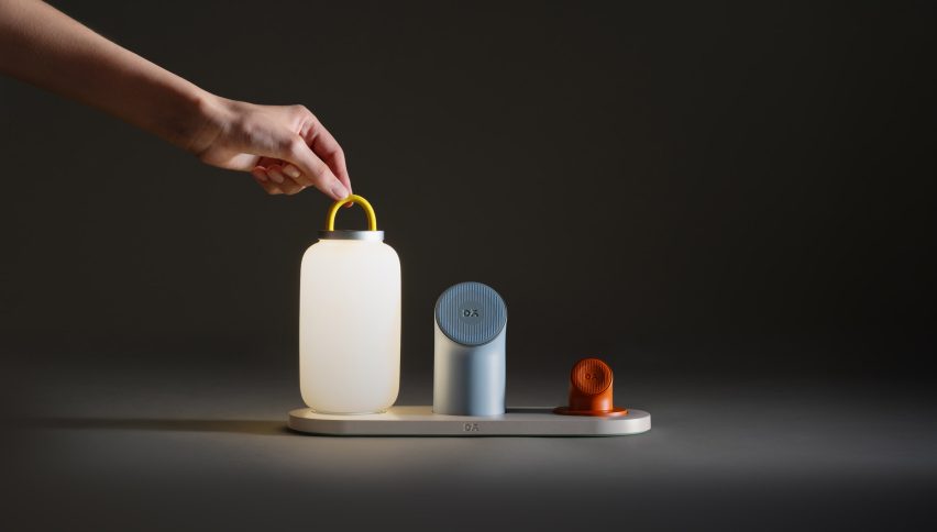 Portable lamp charging in a Node dock