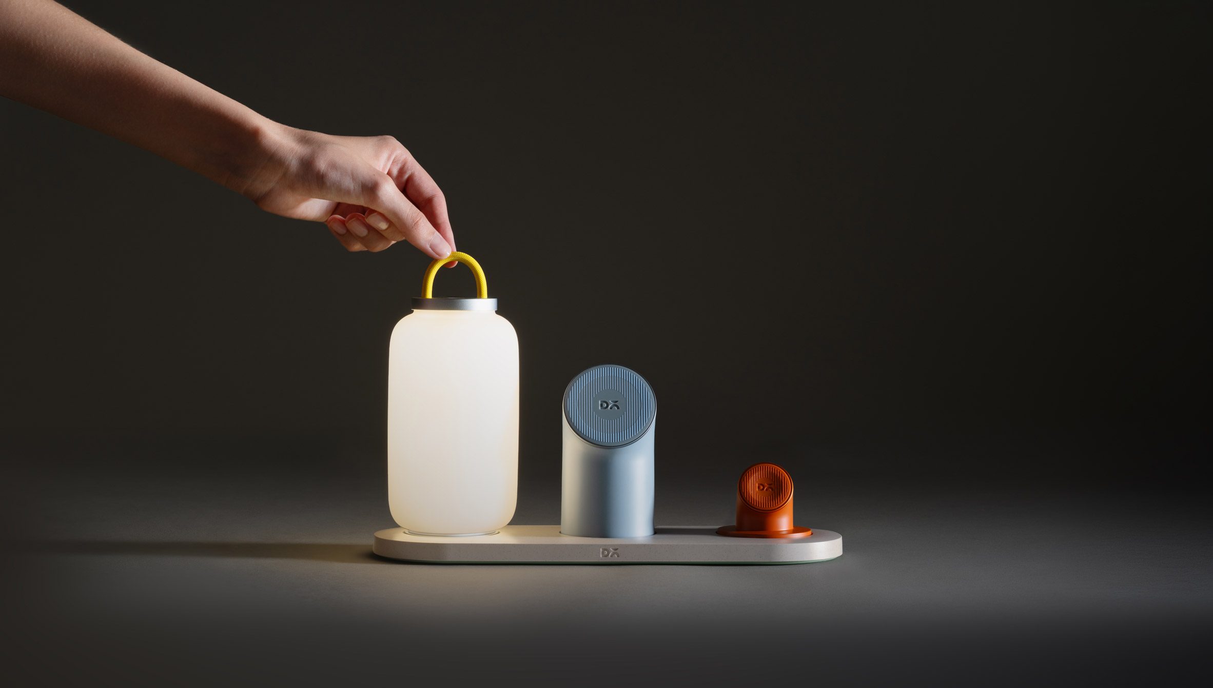 Portable lamp charging in a Node dock