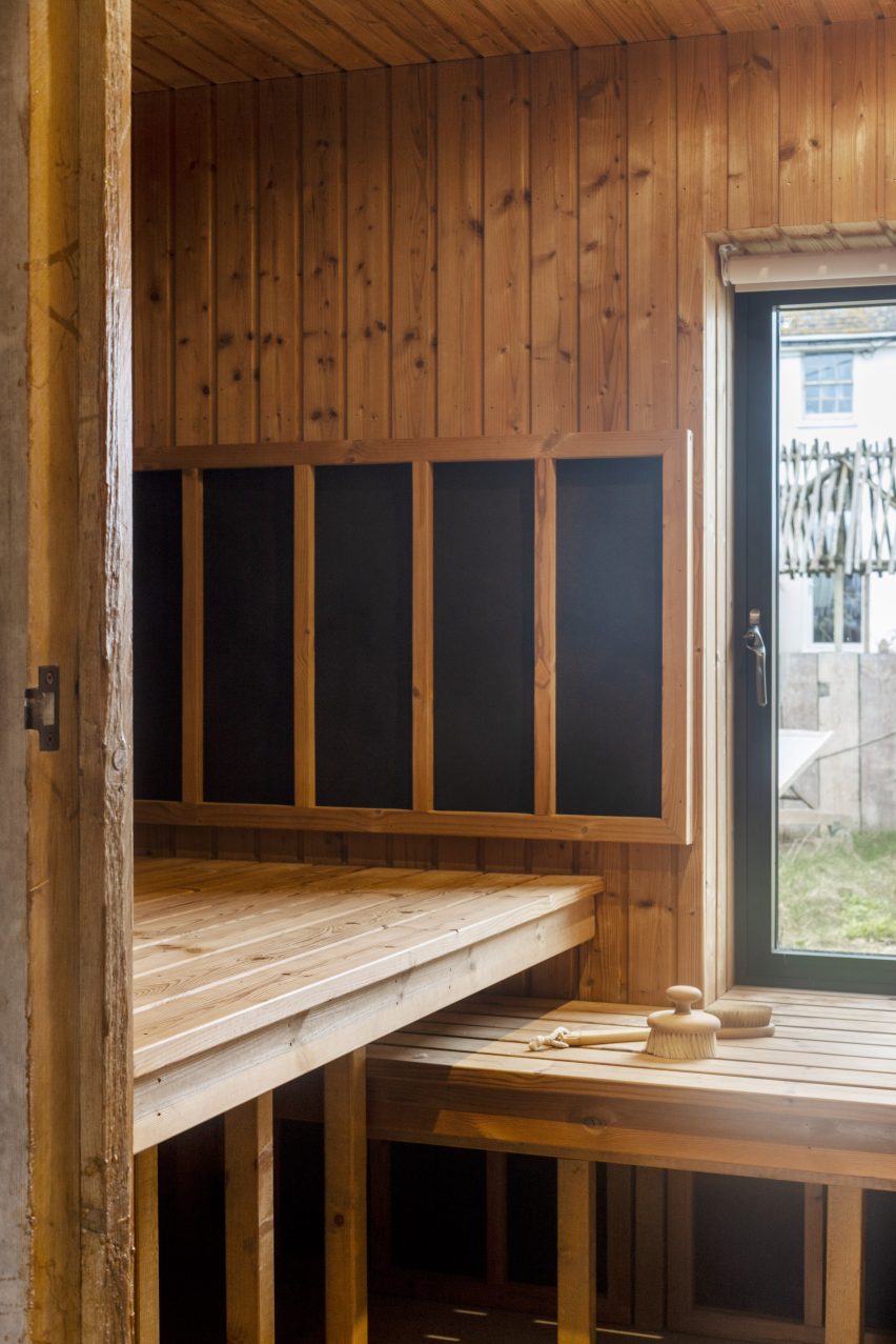 Sauna interior at DOM Studio by Marta Nowicka