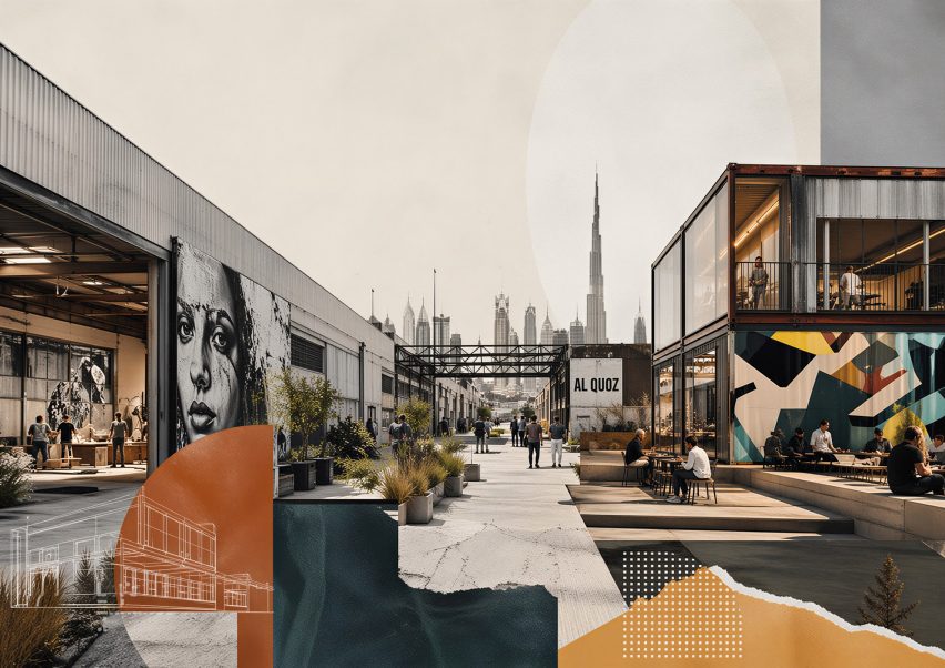 visualisation collage of a creative hub development concept