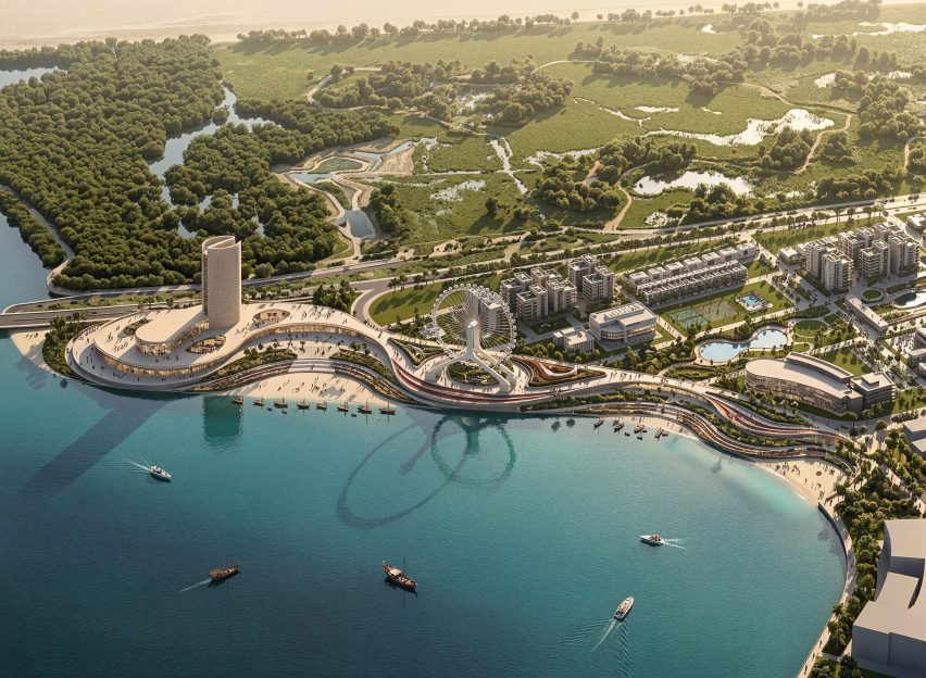 visualisation of a waterfront neighbourhood masterplan in Dubai