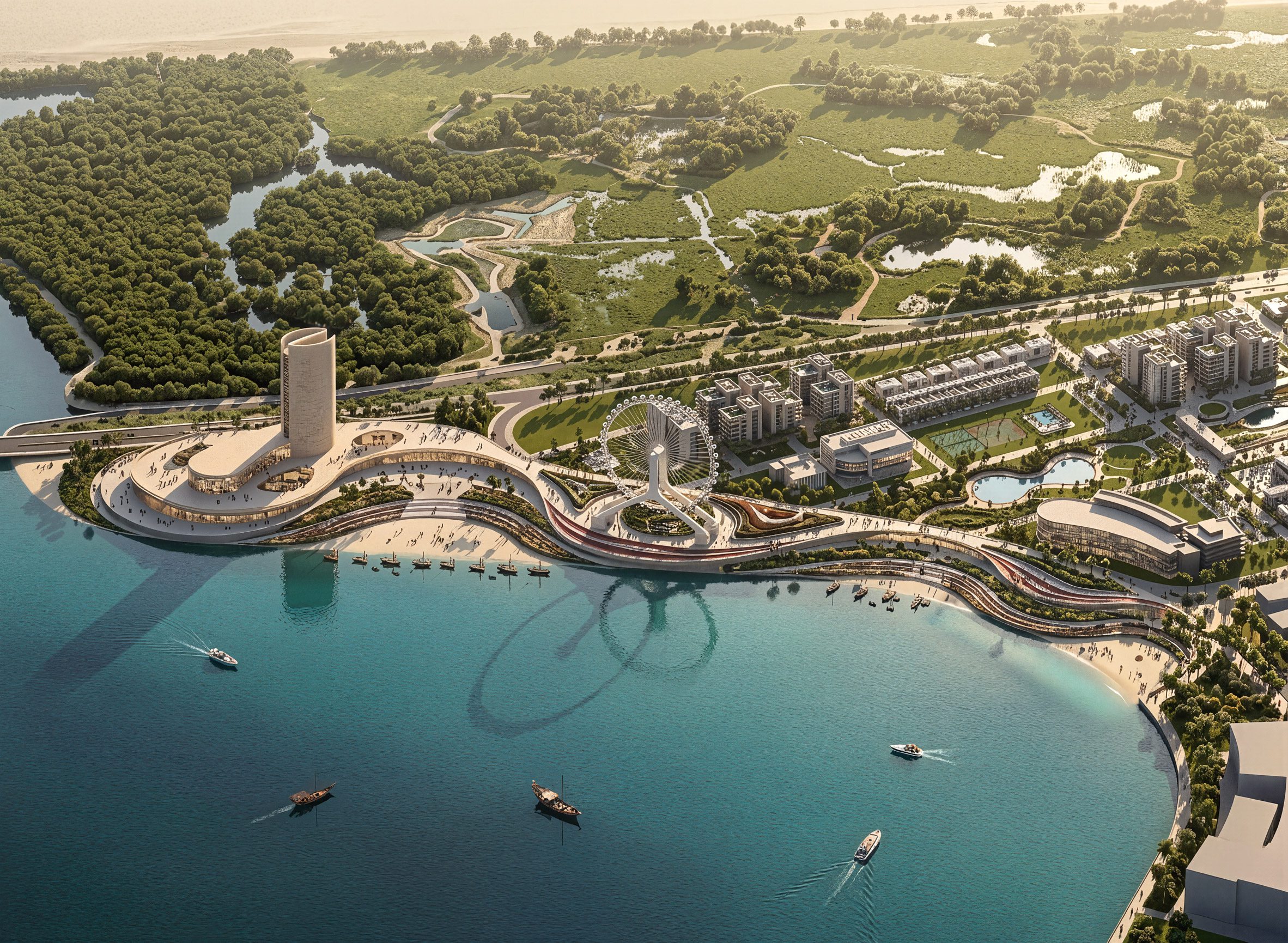visualisation of a waterfront neighbourhood masterplan in Dubai