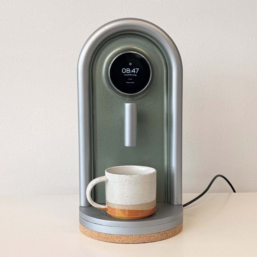 image of a green and silver coffee machine