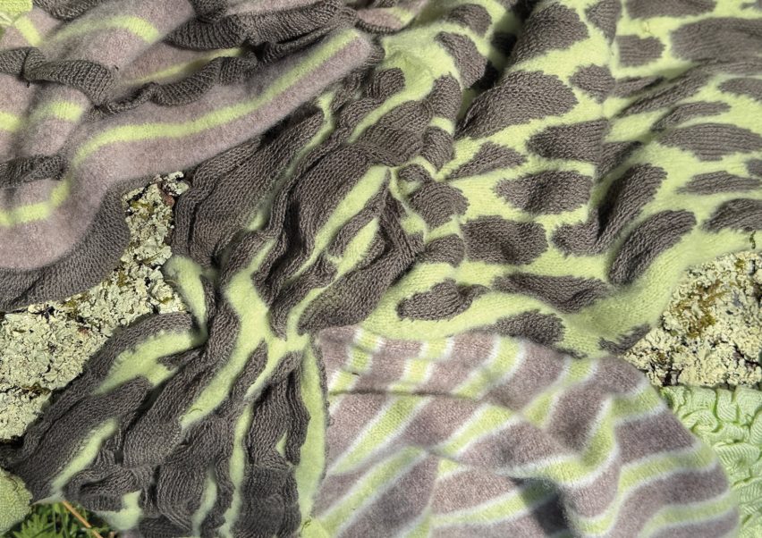 image of green and brown knitted textiles