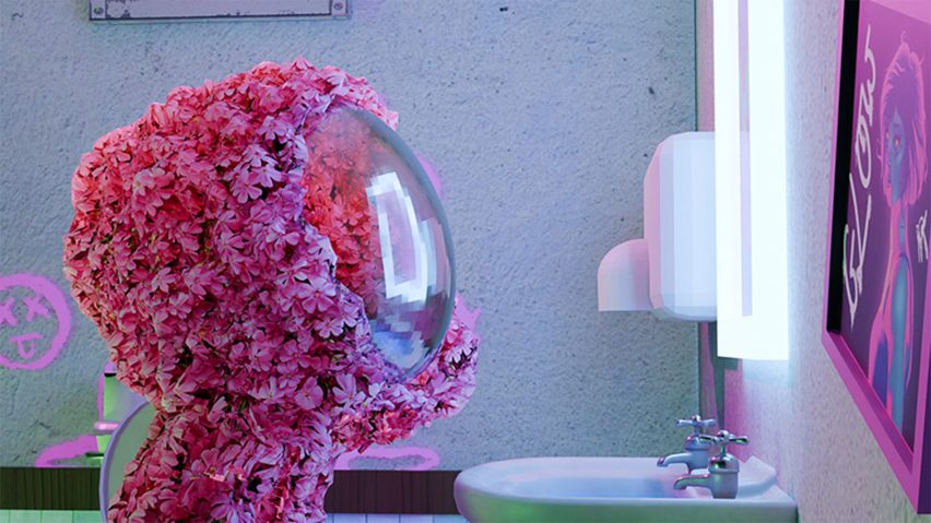animated visualisation of a pink figure in front of a mirror