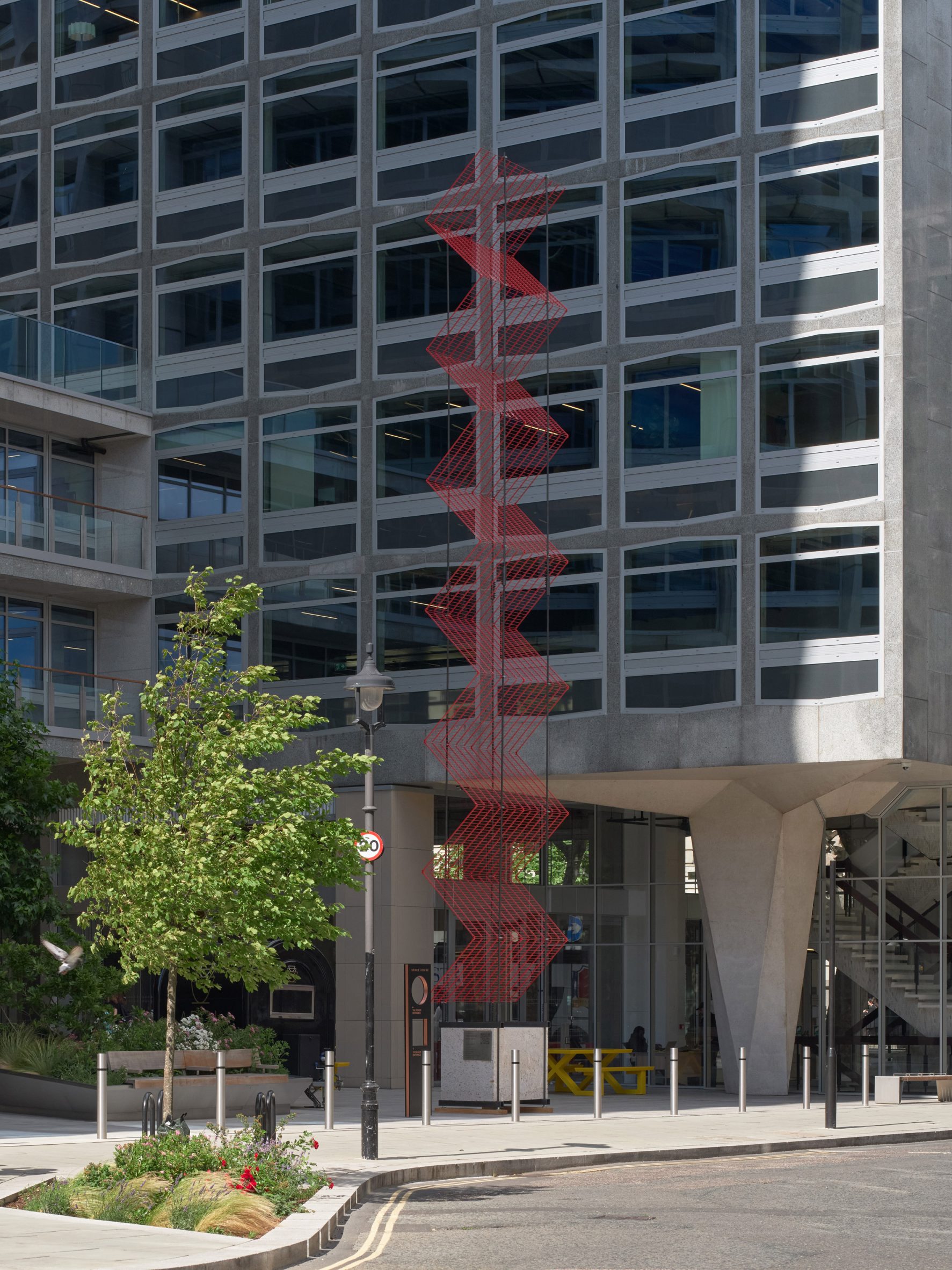 Red metal tower for London Festival of Architecture