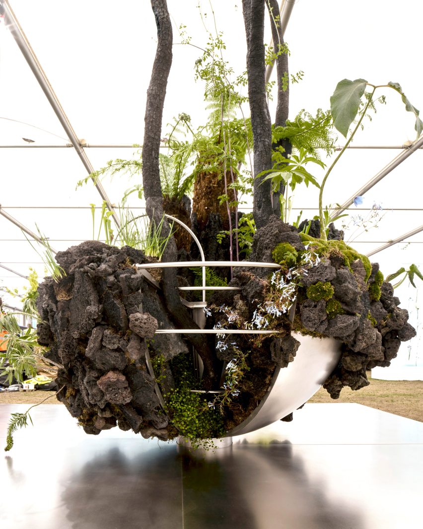 Metal structure filled with plants