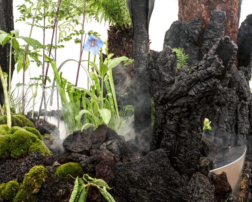 Volcanic rock-based installation at Chelsea Flower Show