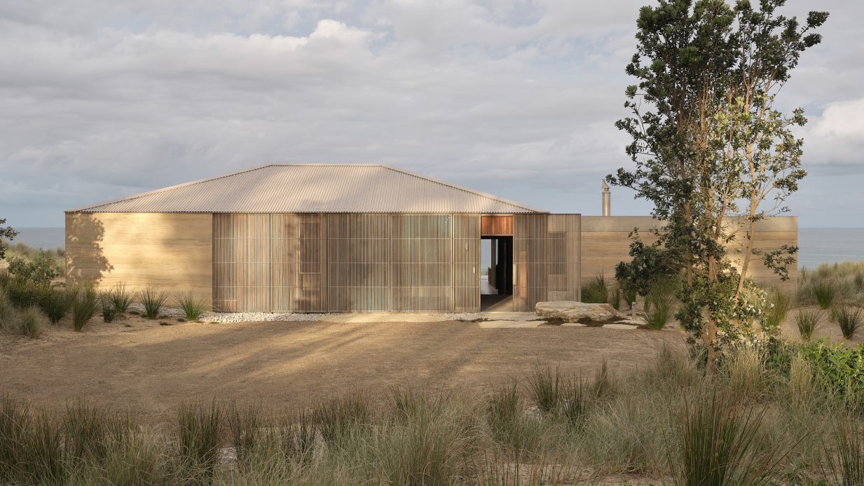 Utah Rammed Earth Roberts Gray Architects tops sand dune with rammed-earth home