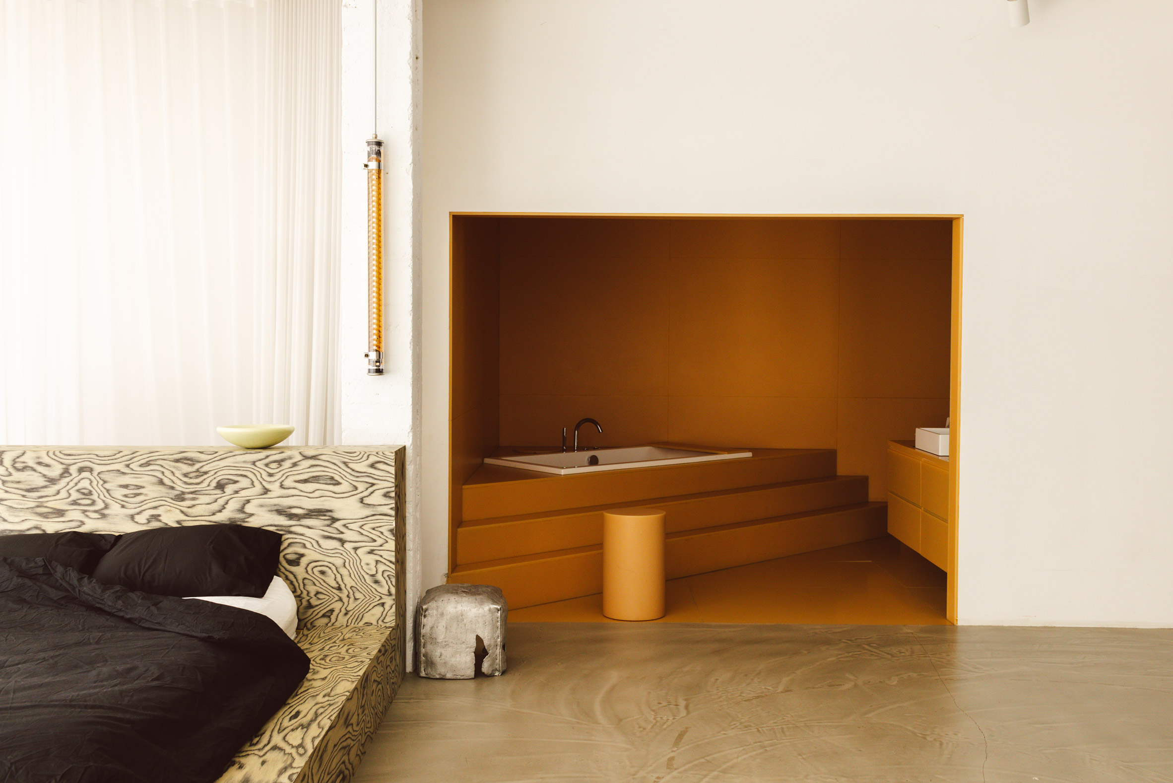 Orange resin bathroom by Sabine Marcelis