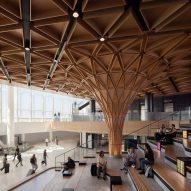 Seattle airport expansion features massive timber-clad "tree"