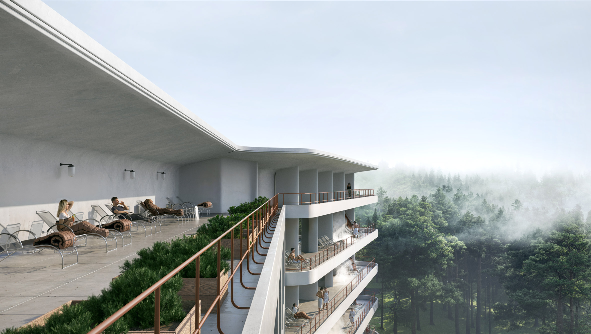 Sun balconies overlooking Finnish forest