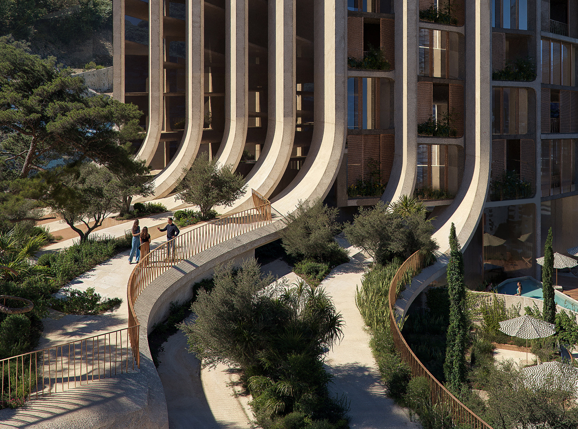 terrazas escalonadas diseñadas por los arquitectos zaha hadid