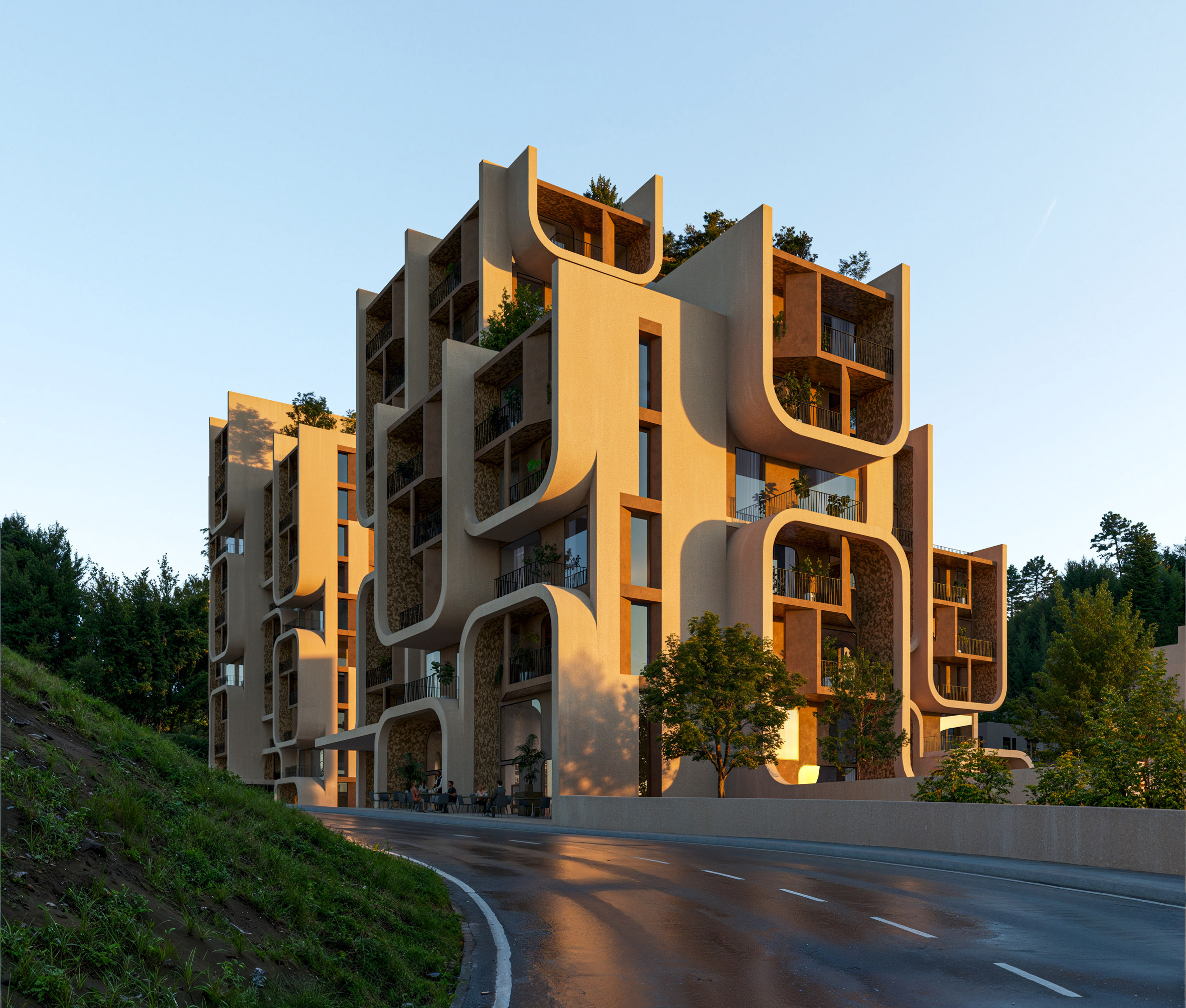 Zona residencial con balcones de proyecto.