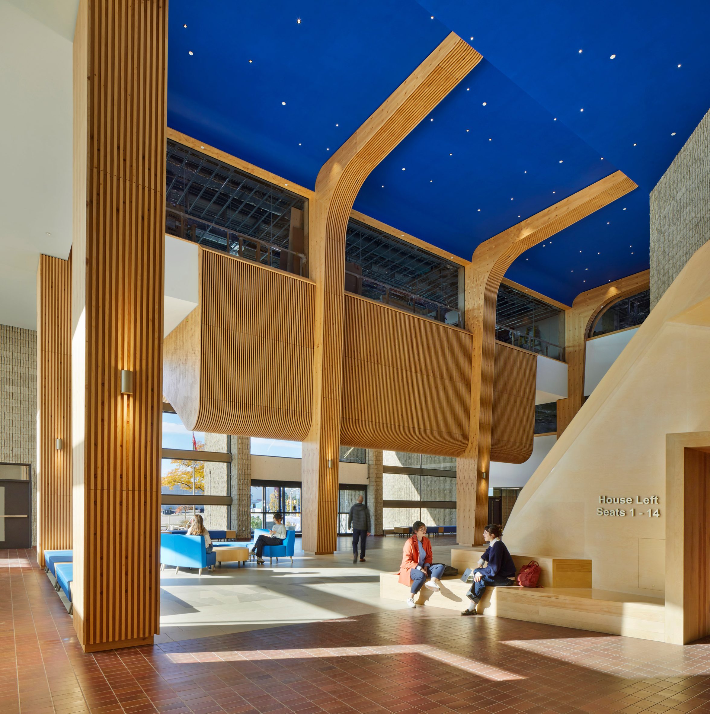 The central atrium of a former civic centre is now a hub for the TMU School of Medicine