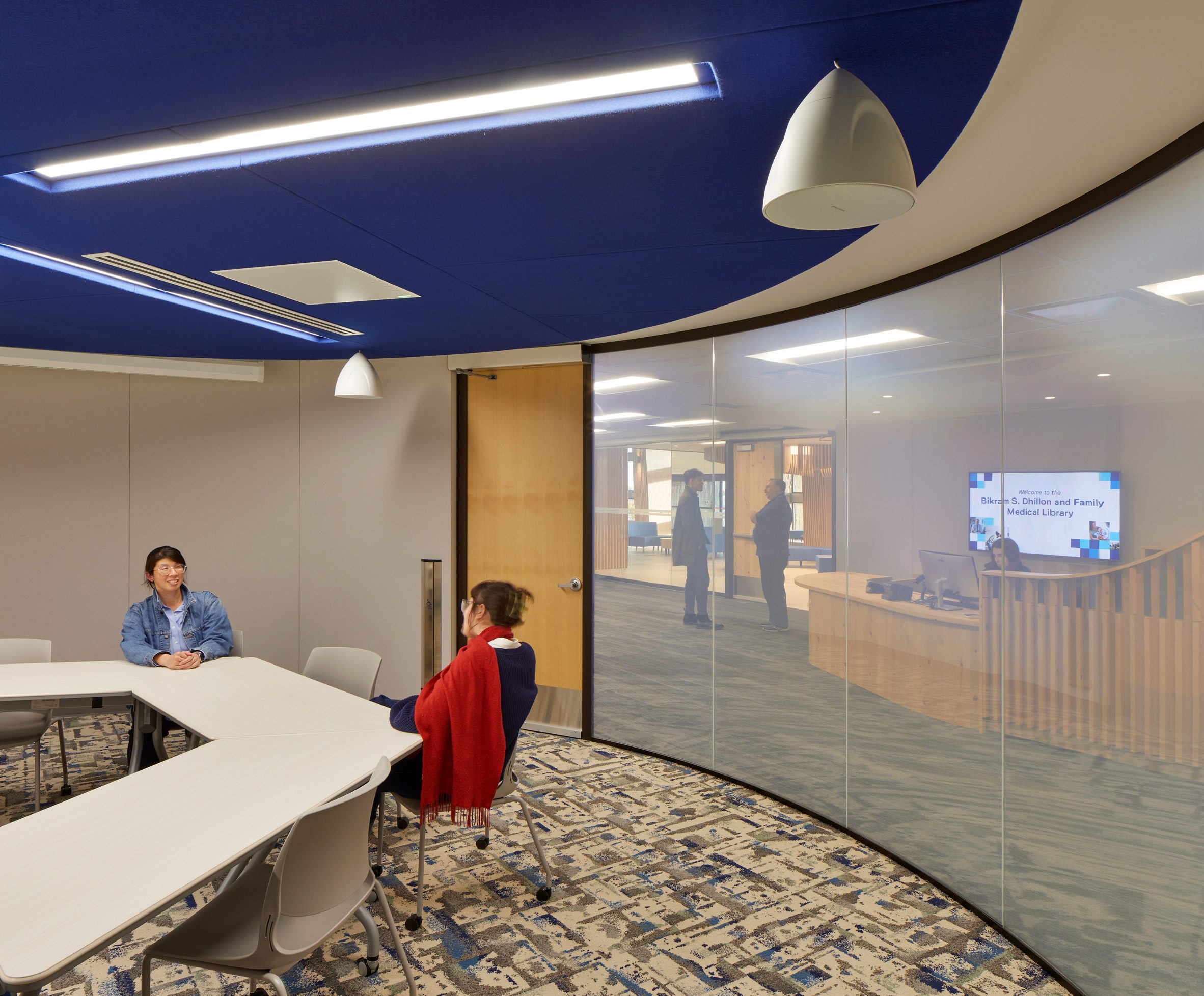 A round room for community gatherings in a library