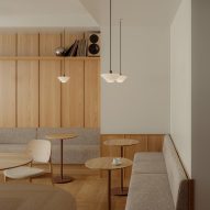 Glass lamps in cafe space