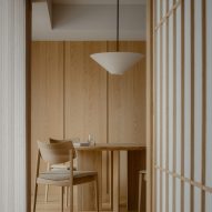 Close-up of wooden hotel interior