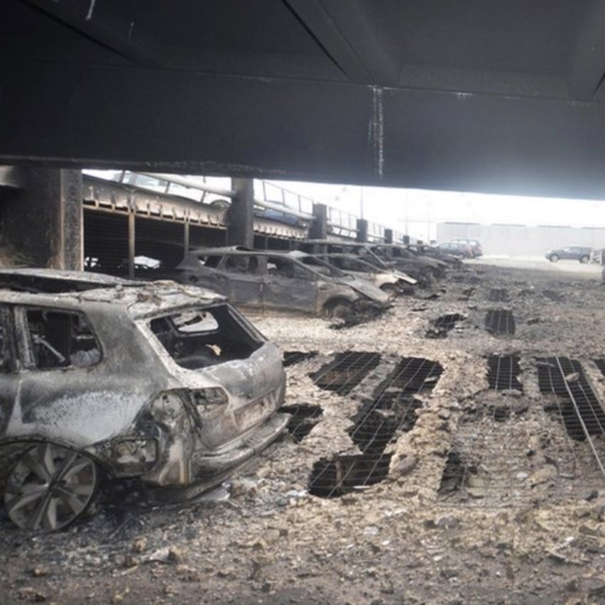Car park that has been burnt in a fire
