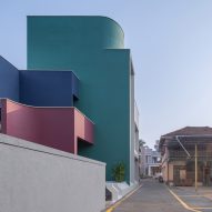 Curved lines and bright colours define this home in Mumbai