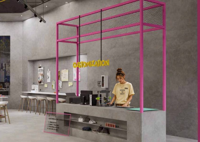Render of a sustainable fashion store