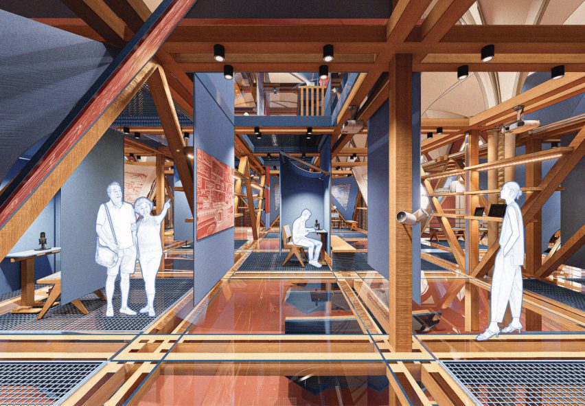 Visualisation showing a museum interior