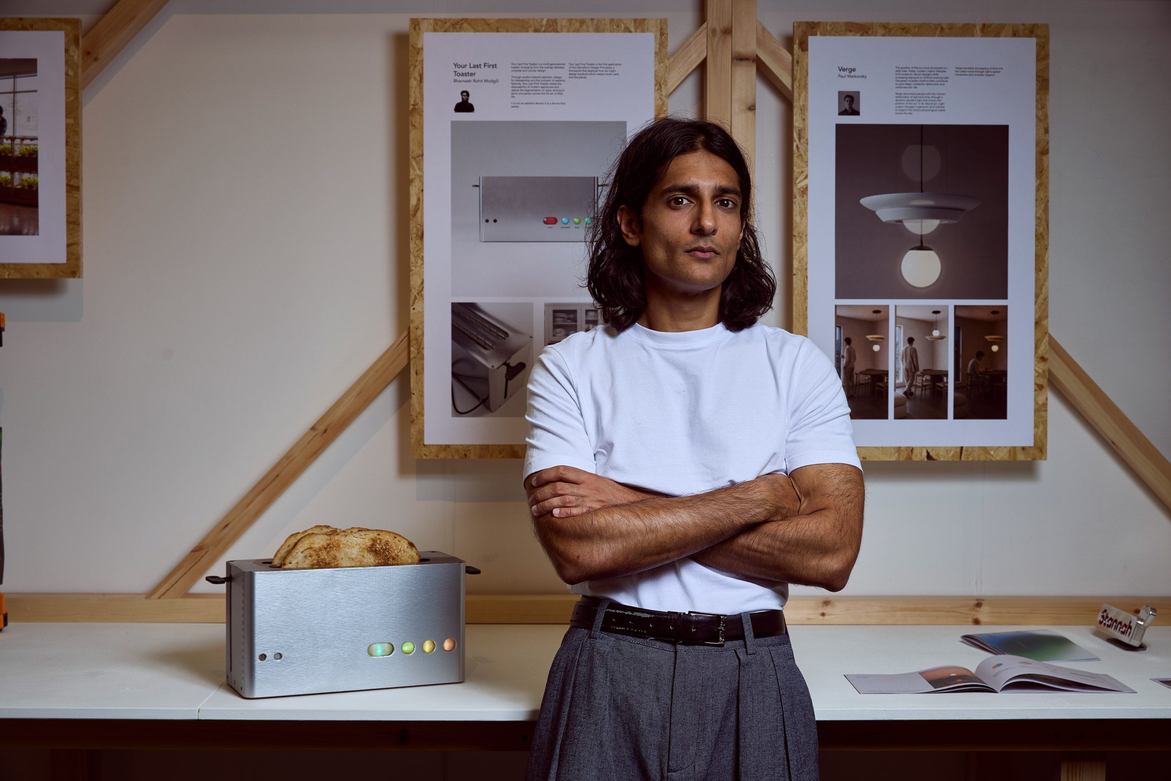 Photo of designer with toaster
