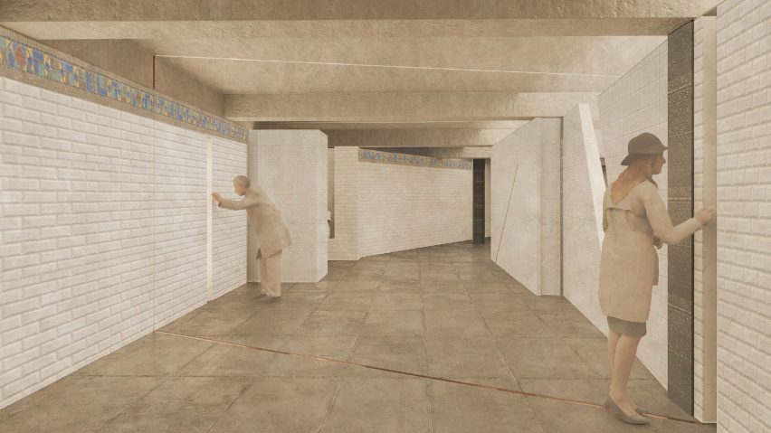 Render of a subway corridor