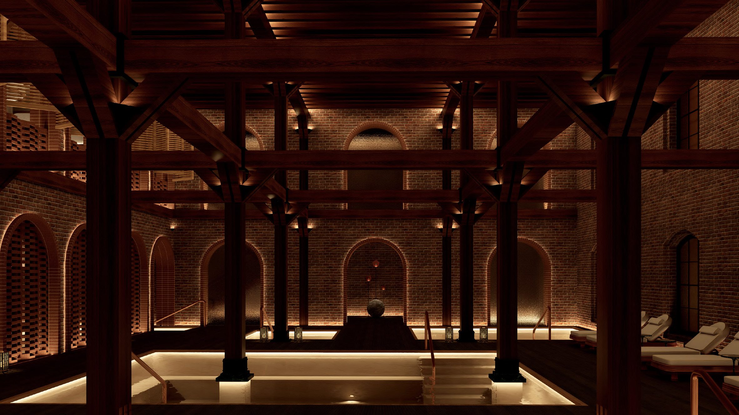 Representación del hotel reconvertido de una antigua estación de tren