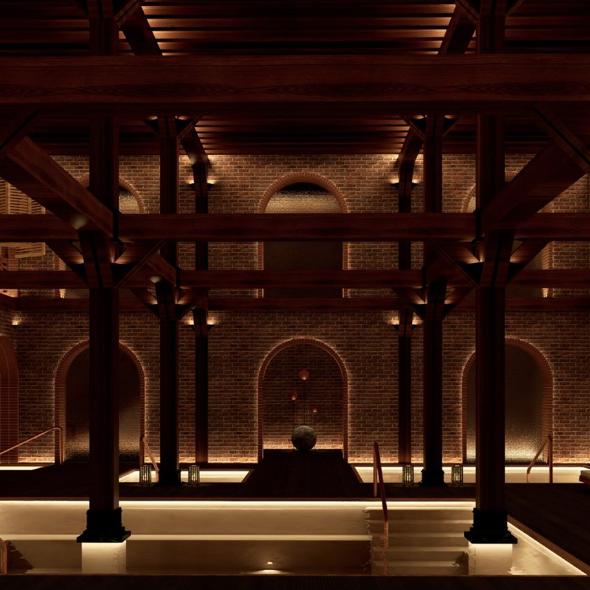Render of a hotel in former train terminal