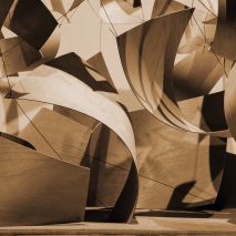 Photo of installation with curved pieces of wood
