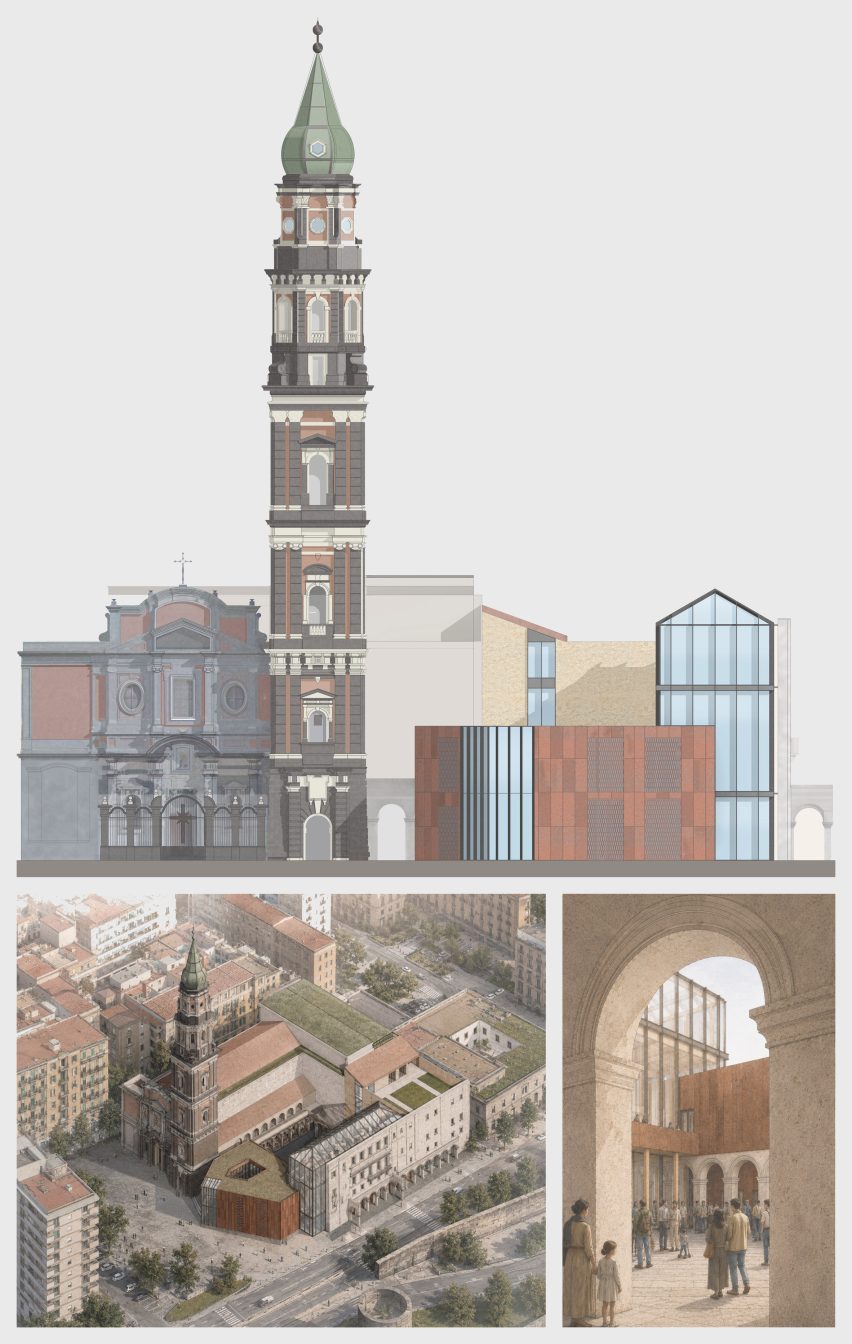 Illustration of a basilica in Naples, Italy