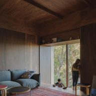 wood-panelled interior in EA House by Bokey Grant