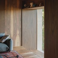 wood-panelled interior of EA House by Bokey Grant