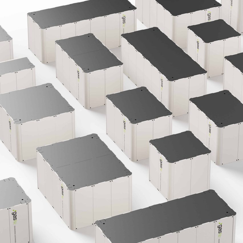 Square and rectangular structures on a white background
